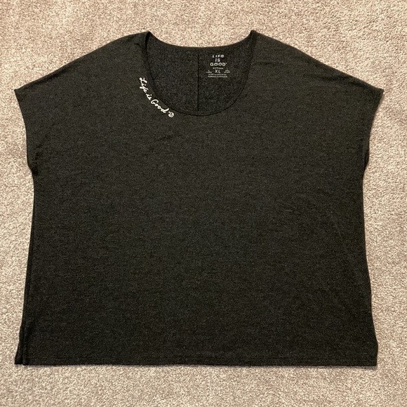NWOT Life Is Good charcoal cap sleeve top XL - Picture 10 of 16